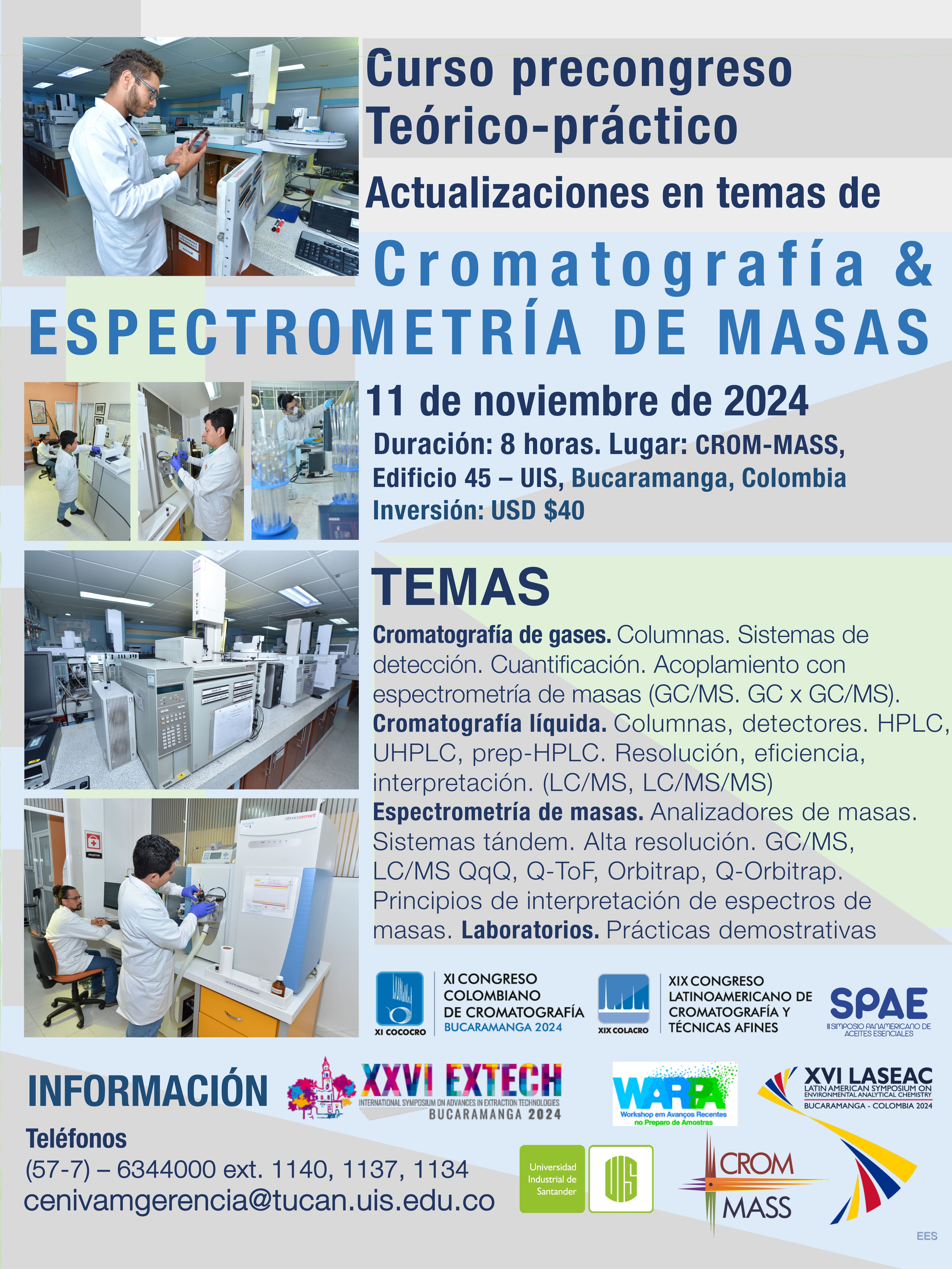 CURSO PRECONGRESO ACTUALIZACIONES EN TEMAS DE CROMATOGRAFÍA Y ESPECTROMETRÍA DE MASAS